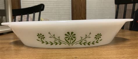 Vintage Jeanette Glasbake White Green Daisies Casserole Dish Etsy