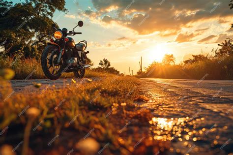 Premium Photo | Silhouette of biker and motorcycle with sunset