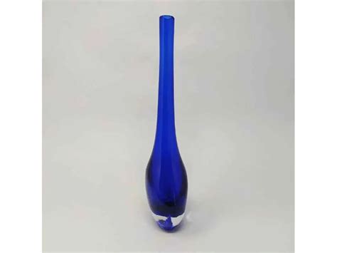 Vaso Vintage Di Flavio Poli In Vetro Di Murano Blu Seguso Deesup