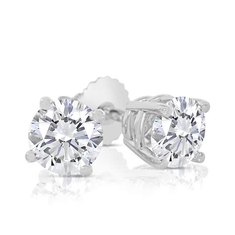 Sk Jewel Ct Tw Round Diamond Stud Earring With Screw Backs K