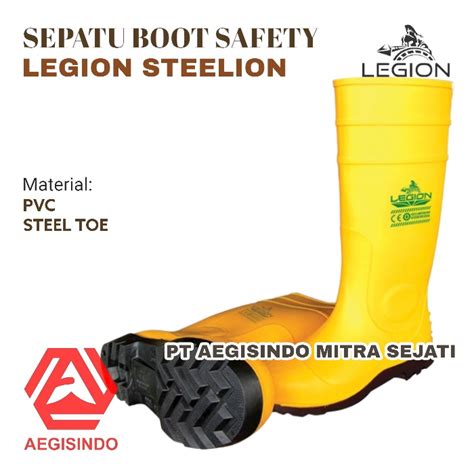 Sepatu Boot Rubber Safety Legion Steelion Karet Ujung Besi Steel Toe