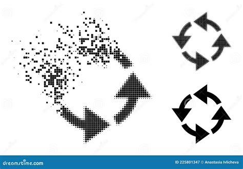 Dissolved And Halftone Pixel Recycle Icon Stock Vector Illustration