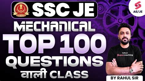 SSC JE 2024 Mechanical Engineering Top 100 Questions RRB JE 2024