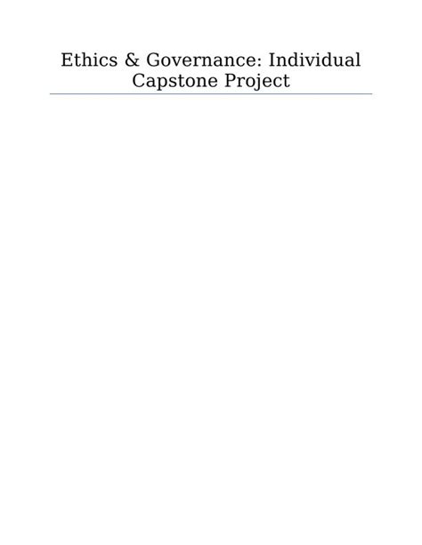 Ethics & Governance: Individual Capstone Project.
