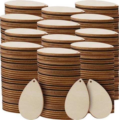 Amazon FUNSUEI 300 PCS Wooden Teardrop Earrings Blanks Wood