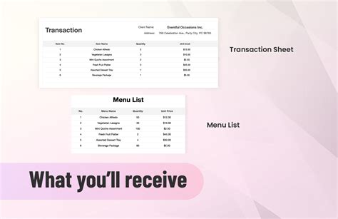 Food Service Invoice Template in Excel, Google Sheets - Download ...