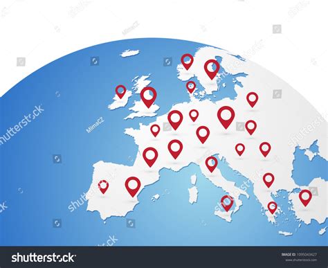 Europe Vector Map On World Globe Stock Vector (Royalty Free) 1095043427 ...