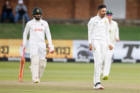 Keshav Maharaj was pumped up after picking the first two Bangladesh ...