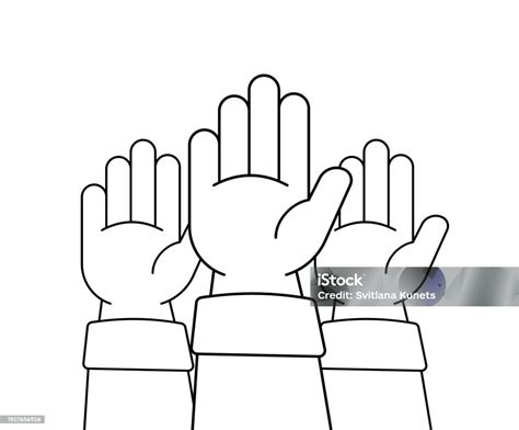 Hands Reaching Up Icons Outline Hands Up Raised Hands Icons Vector