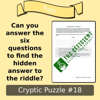 Paper - Cryptic Puzzle #18 by The Efficient Science Teacher | TPT