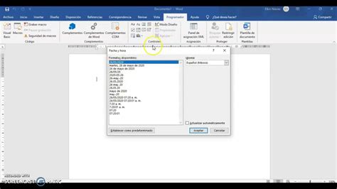 Fecha Automática En Word Youtube