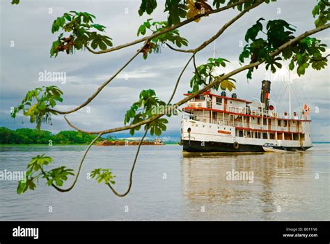 Peru, Amazon, Amazon River. The Ayapua Riverboat making it's way up ...