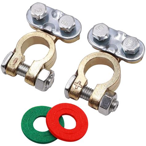 Buy Tnisesm 1Pair Positive Negative Battery Terminal Set Brass Battery