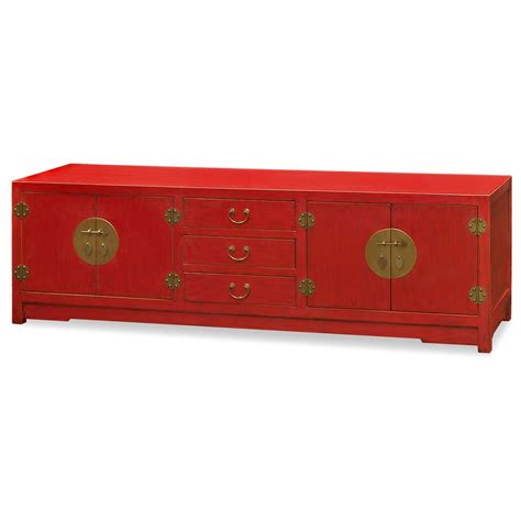 Distressed Red Elmwood Chinese Ming Media Cabinet China Furniture