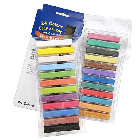 24 Colors Square And Soft Chalk Pastels Set Ploma