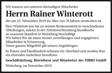 Traueranzeigen Von Rainer Winterott Trauerundgedenken De