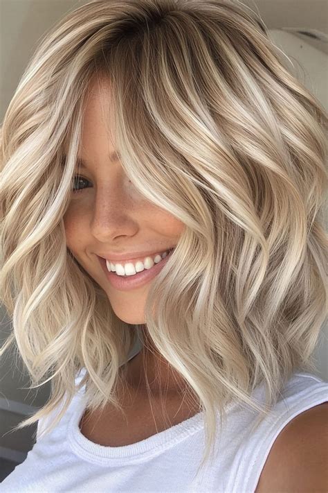 Layered Blonde Bob With Soft Waves Short Wavy Hairstyles Short Wavy Hairstyles Short
