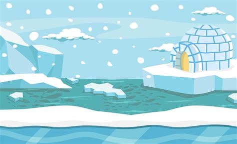 Premium Vector North Pole Landscape With Icebergs In Snow