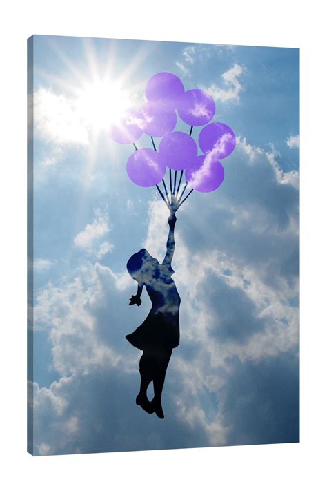 red barrel studio flying balloon girl   clouds  canvas