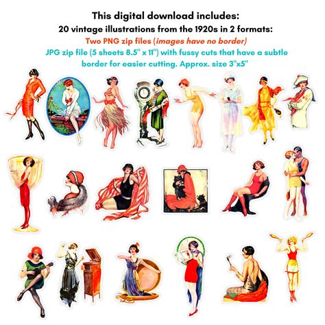 Vintage Women Flappers Clipart Fussy Cuts Roaring 20s Fashion Ladies Ephemera 20 Images