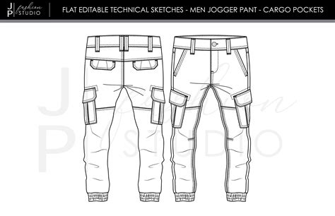 Set Of Men Jogger Pants Sketch 2 Estilos Fashion Flat Etsy España