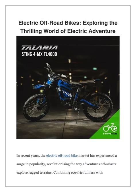 PPT Electric Off Road Bikes Exploring The Thrilling World Of Electric