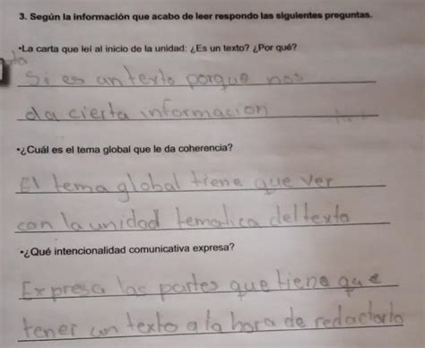 3 Según la información que acabo de leer respondo las siguientes