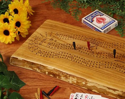 Live Edge Cribbage Board In Cherry 3 Player Cribbage Board 3 Track