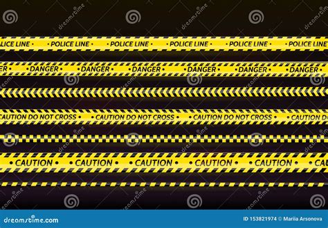 Black And Yellow Stripes Set Warning Tapes Danger Signs Caution Stop