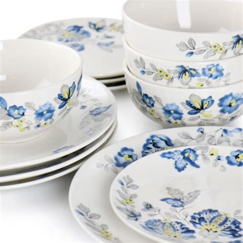 Gibson Home Uppingham Fine Ceramic 12 Piece Dinnerware Set In Blue