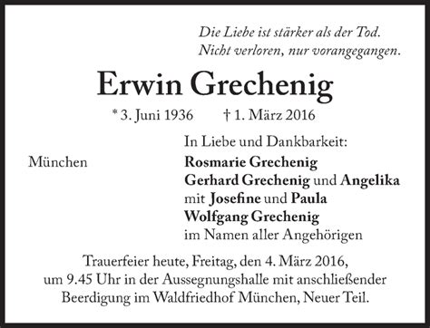 Traueranzeigen Von Erwin Grechenig Sz Gedenken De