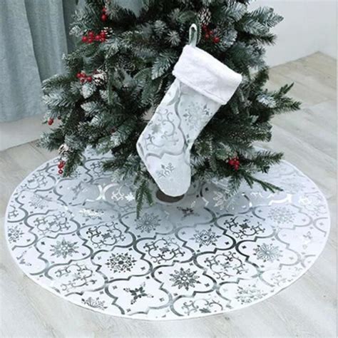 ZX09980 Jupe de Sapin de Noël Peluche Neige Décorations d arbre de Noël