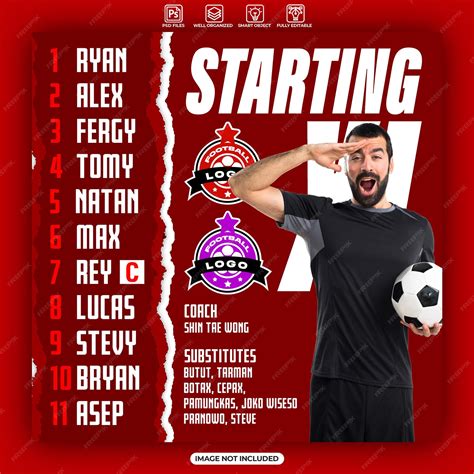 Premium PSD | Football starting lineup social media banner or instagram