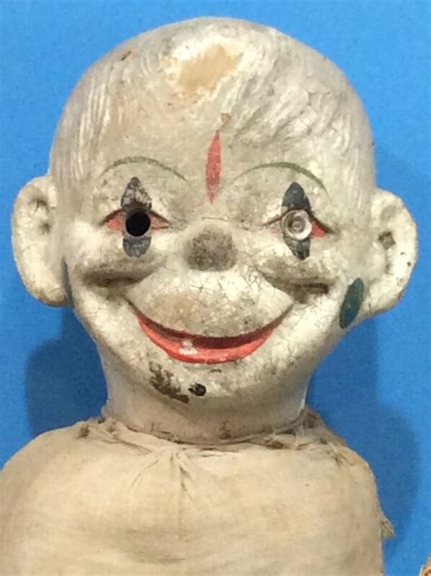 Creepy Clown Horror Haunted Joker Antique Straw Stuffed Comp Head Doll