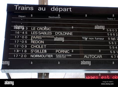 departure screen in a french nantes station Stock Photo - Alamy