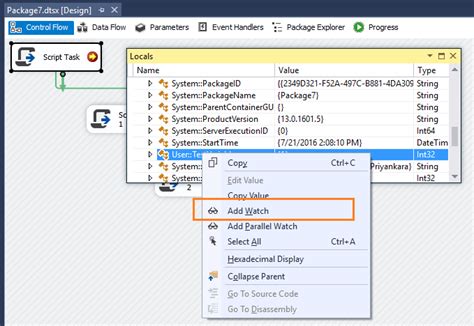 Dinesh S Blog Being Compiled How To Add A Watch Windows In SSIS