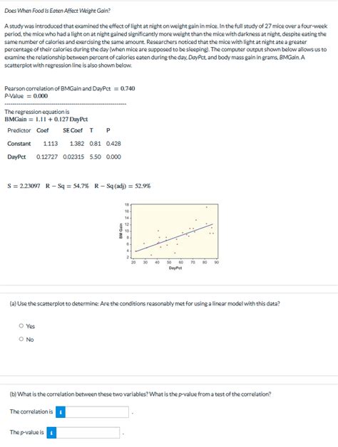 Solved Does When Food Is Eaten Affect Weight Goin A Study Chegg