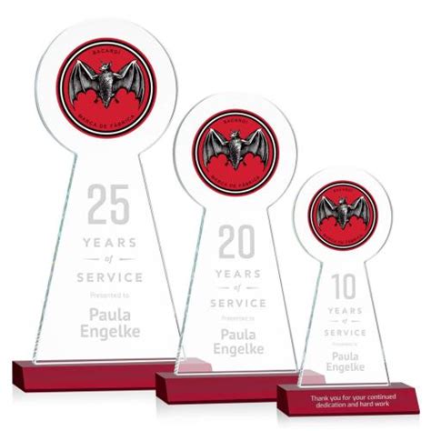 Laidlaw Full Color Etch Red Towers Crystal Trophy Trophy