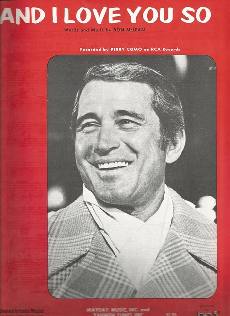 Sheet Music 1972 And I Love You So Perry Como 71 Don Mclean Amazon