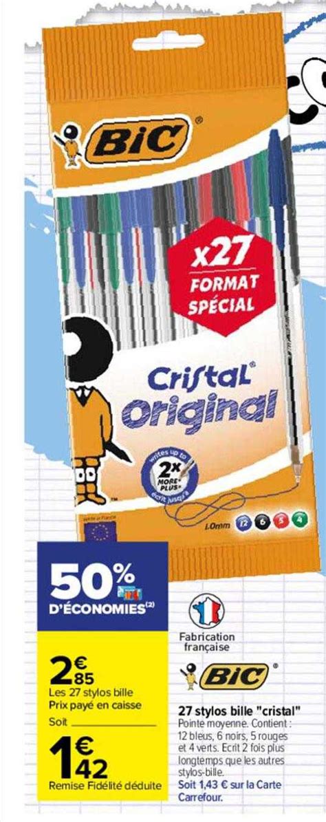 Promo 27 Stylos Bille Cristal Bic Chez Carrefour ICatalogue Fr