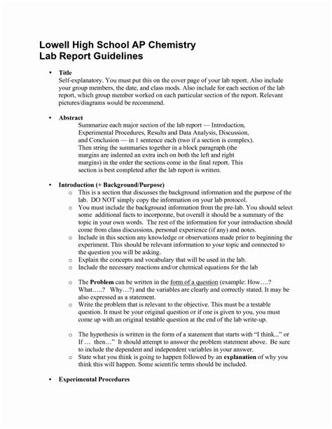 30 High School Lab Report Template Example Document Template