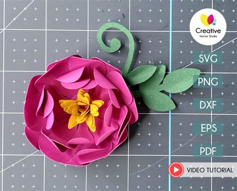 Paper Flower Svg Template Creative Vector Studio