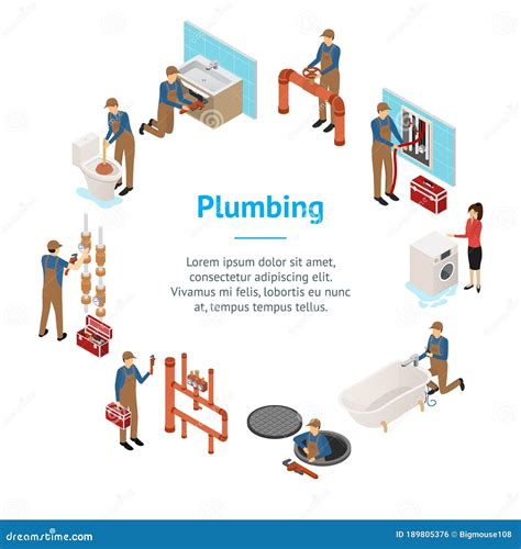 Character Plumber In Uniform Concept Infographics 3d Isometric View