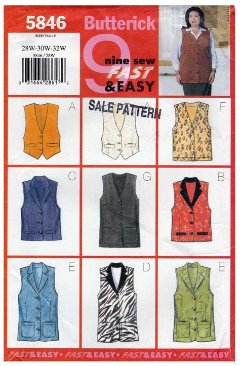 Women S Vest Sewing Pattern Plus Petite Size 28W 30W 32W Etsy