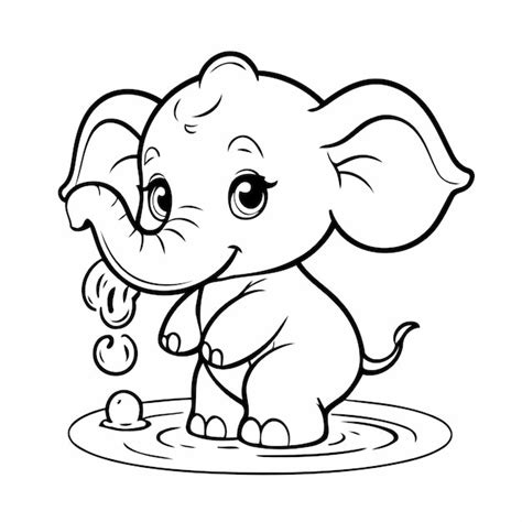 Ilustración Vectorial De Un Lindo Dibujo De Elefante Para Niños Página De Colorear Vector Premium