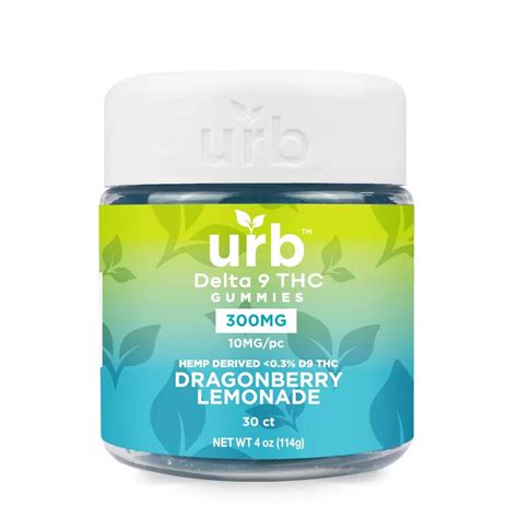 Urb Delta 9 Gummies Dragonberry Lemonade 300mg 30ct Dr Ganja