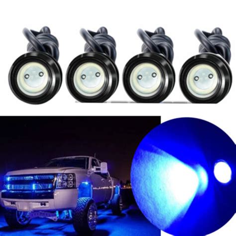 4pcs Blue 12v Led Boat Lights Waterproof Spot Kit Pod Led Marine Interior Deck Ebay