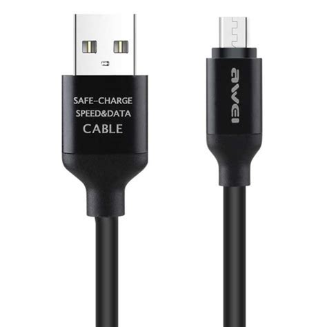 Cable De Carga Y Transferencia De Datos Micro Usb Cl Negro Awei