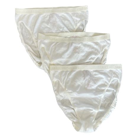 Victoria Secret Vintage White Cotton High Leg Briefs