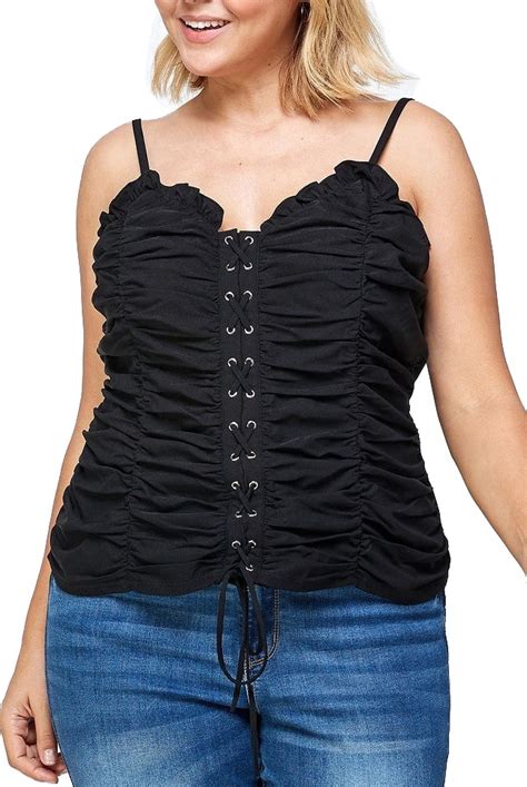 Evogues Plus Size Lace Up Corset Top Black